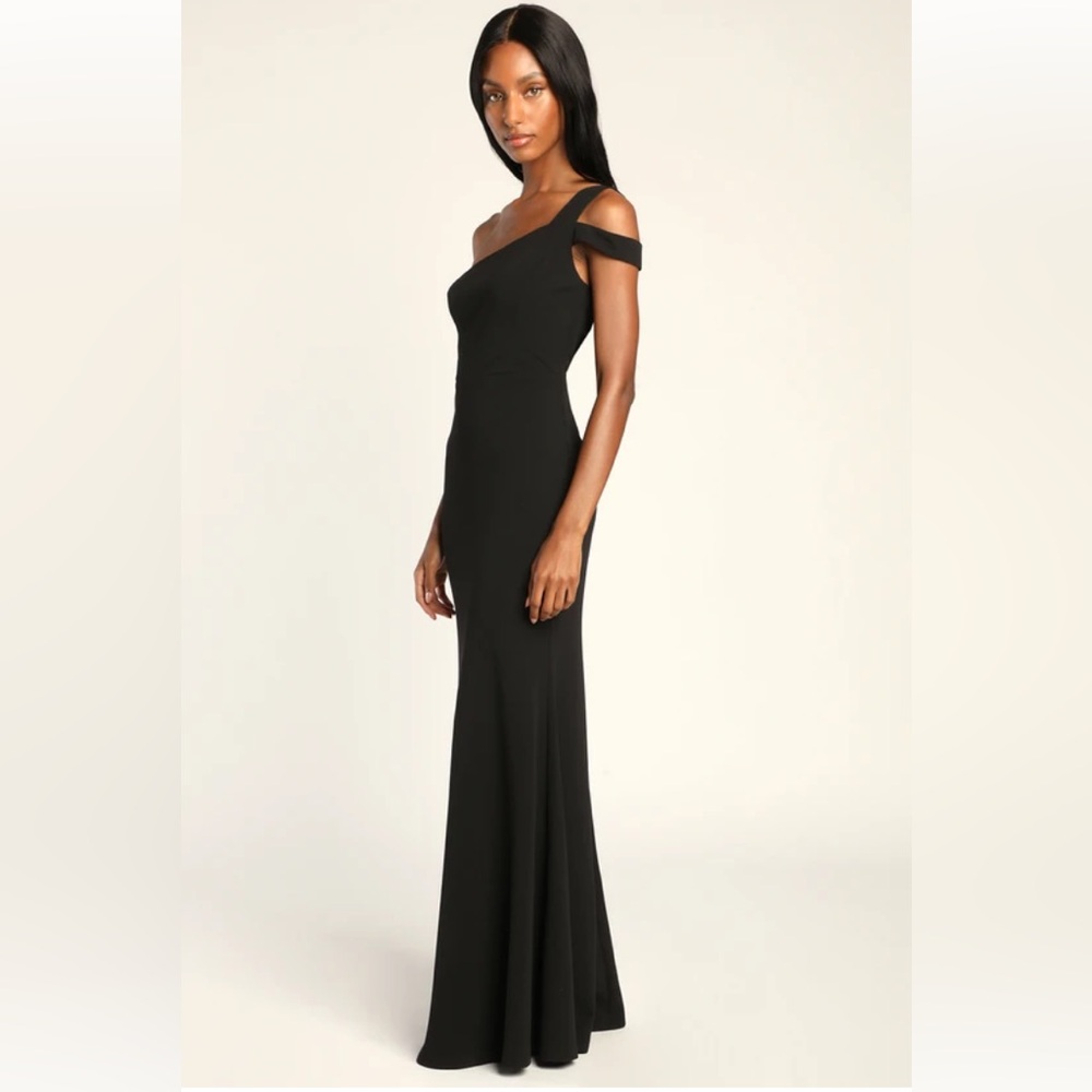 Lulus Make an Entrance Black One-Shoulder Mermaid Maxi Dress- worn only once! - Picture 3 of 4